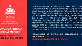 ADESS-DAF-CM-2025-0017 para la “Adquisición de Sistema de Colaboración y Gestión Remota”. Dirigido Exclusivamente a MIPYME.
