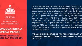 DAF-CM-2025-0014 para la “Adquisición de servicios profesionales para la configuración del clúster de servidores y cajas de disco”